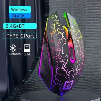 2.4G беспроводная Bluetooth-мышь игровая мышь бесшумная мышь перезаряжаемая мышь RGB 1600 DPI мыши для компьютера ноутбука планшета ПК Macbook