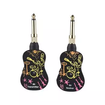 2.4G беспроводная гитарная система перезаряжаемый 3.5 мм штекер гитарный передатчик приемник набор для электрогитары чёрный