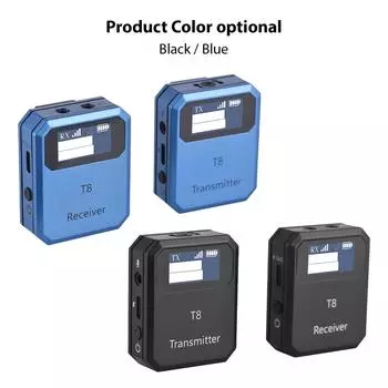 2.4G Беспроводная микрофонная система Петличный микрофон Передатчик Приемник Встроенное шумоподавление синий