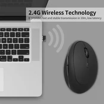 2.4G беспроводной или проводной (необязательный) Оптическая вертикальная мышь, 6 клавиш, эргономичные офисные мыши, встроенная 3-скоростная регулировка разрешения Wired белый