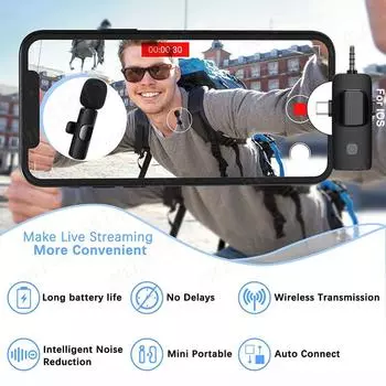 2.4G беспроводной петличный микрофон Мини петличный микрофон Plug and Play 3 в 1 Портативный петличный микрофон для игровых трансляций в прямом эфире