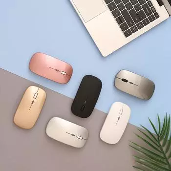 2.4G BT 5.0 Беспроводная тонкая перезаряжаемая мышь с меньшим уровнем шума, 3 регулируемых разрешения, 7-цветный дыхательный светильник With Light серебряный