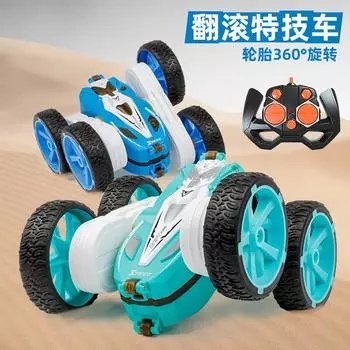 2.4G двухсторонний трюковой автомобиль с дистанционным управлением, детский электрический легкий внедорожник, вращающийся электрический игрушечный автомобиль с полным приводом color box чёрный