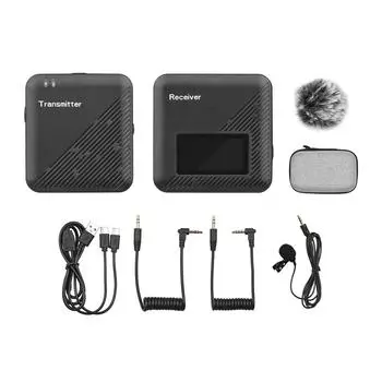 2,4G мини-беспроводная петличная микрофонная система, передатчик, приемник, всенаправленный микрофон с хранилищем чёрный
