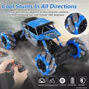 2.4g пульт дистанционного управления 4wd 360 градусов направленный танцевальный трюк из сплава альпинистский автомобиль синий