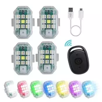 2.4G пульт дистанционного управления светодиодные стробоскопы для автомобиля 7 цветов мигающий задний фонарь предупреждение о столкновении лампа мигающий индикатор для мотоцикла велосипеда скутера самолета 2PCS