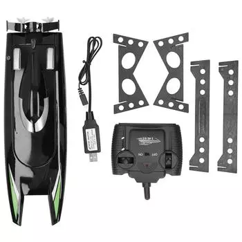 2.4G RC лодка 30 км/ч высокоскоростная гоночная лодка с двумя моторами и дистанционным управлением лодка для детей черный чёрный