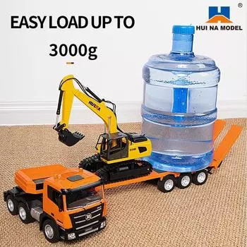 2.4G RTR 1/18 масштаб Huina 1319 RC трактор грузовик и модель экскаватора с дистанционным управлением с бортовым прицепом аккумулятор игрушки подарок оранжевый