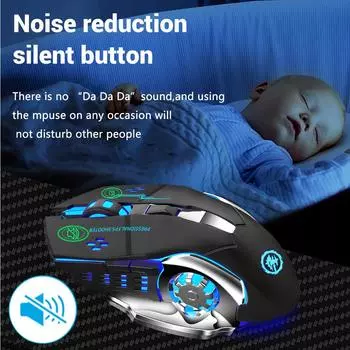 2.4G USB Wireless Bluetooth Mouse Ergonomic Silent Office Mice 1600 DPI LED Gaming Mouse Rechargeable E-Sports Backlight Mouse for PC Laptop