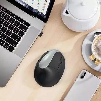 2.4G Вертикальная эргономичная мышь с USB-приемником Вертикальная мышь Беспроводная Вертикальная эргономичная оптическая мышь для ПК, ноутбука, Mac, Windows чёрный