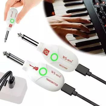 2.4G Wireless Guitar System Rechargeable Guitar Transmitter Receiver 48K/16bit Real-time Transmission for Guitar Bass