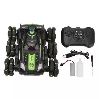 2.4Ghz пульт дистанционного управления трюковая машинка 6 колес свет звук вращающаяся на 360 градусов игрушка для детей зеленый зелёный