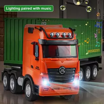 2.4GHz RC Truck Head Car Model Toys 9 Channel Simulation Engineering Transport Electric Remote Control Transport Vehicle Toy зелёный