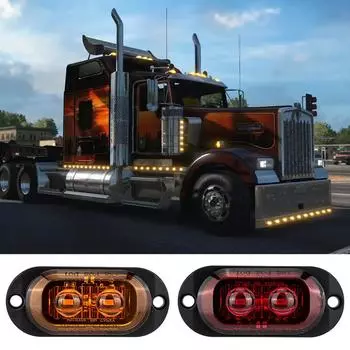 2/4LED Truck Len Side Marker Lights 12-24V Waterproof Car Trailer Lorry Truck Van Safety Warning Signal Light Red Yellow White