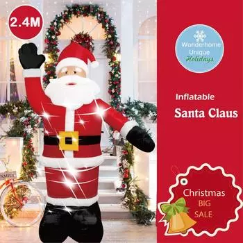 2.4M Рождественский надувной Санта-Клаус, светящийся надувной солдат, Щелкунчик, рождественское украшение для сада и двора 2.4M 8ft US Plug