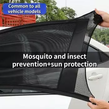 2/4pcs Car Rear Side Window Sunshade UV Protect Shield Mesh Prevent Mosquito Sunshine Privacy Protection Foldable Curtain