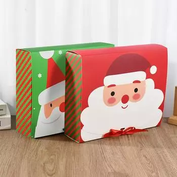 2/4 шт. Рождественская подарочная коробка Санта-Клауса, большая упаковочная коробка для печенья, закуски, торта, рождественский подарок для детей, домашний декор 2025 года, Новый год 31.5x25.5x8cm