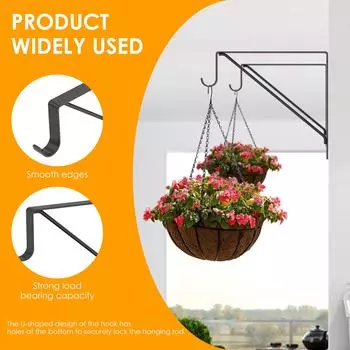 2/4Pcs Heavy Duty Shelf Bracket with Hook L-Shape Right Angle Tripod Iron Support Stand Wall Mounted Hanging Bracket Universal