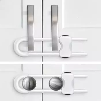 2/4PCS Sliding Cabinet Child Safety Locks Baby Proofing Cabinet Lock Cupboard Latches for Kids on Closet Door Knobs Handles