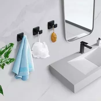 2/4 шт. крючки для полотенец, нержавеющие, прочные, выдерживающие нагрузку, простые в установке, прочные настенные крючки для душа, вешалки для полотенец 2pcs чёрный