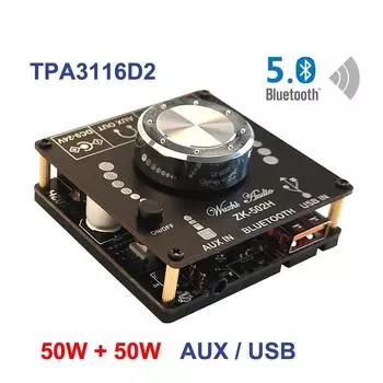 2*50 Вт Bluetooth 5,0 TPA3116D2 усилитель мощности звука стерео 10 Вт ~ 100 Вт Hi-Fi класс D цифровой TPA3116 USB звуковая карта мини-музыкальный усилитель