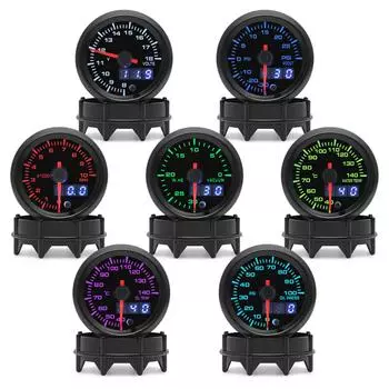 2 52 мм автомобильный цифровой дисплей температура воды температура масла давление масла EXT вакуум турбонаддув PSI тахометр вольтметр 7 цветов двойной светодиод