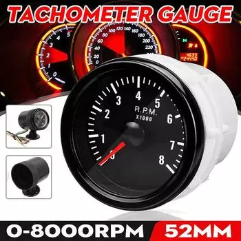 2 52 мм автомобильный тахометр с подсветкой светодиода 0-8000 об/мин 12 В для 1-8 цилиндров бензиновый автомобильный тахометр