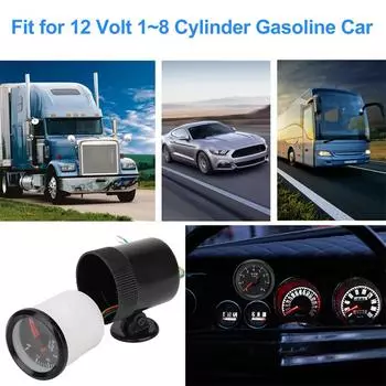 2 52 мм автомобильный тахометр тахометр тахометр 0-8000 об/мин аналоговый черный корпус с белым светодиодом для 1-8 цилиндров бензиновый автомобиль
