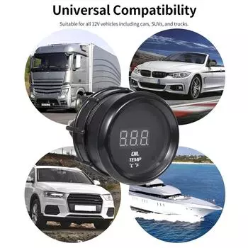 2 52 мм датчик температуры масла DC 12 В цифровой светодиодный дисплей измерительный комплект с функцией сигнализации датчика для чёрный