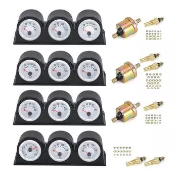 2 52 мм тройной комплект датчиков Манометр масла Датчик температуры масла Датчик температуры воды Вольтметр Тахометр Универсальный для автомобилей Грузовики