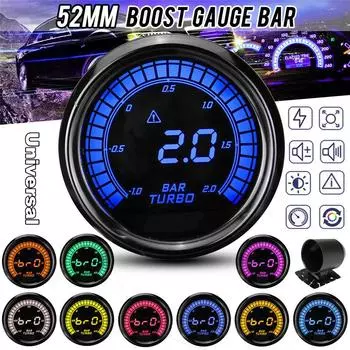 2 52мм Автомобильный манометр давления наддува турбины Цифровой светодиодный дисплей с датчиком 2 БАР