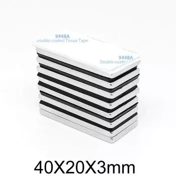 2/5/10/15/20 шт 40x20x3 мм блок поисковый магнит с 3M самоклеящийся 40*20*3 квадратный сильный неодимовый магнит 40x20x3