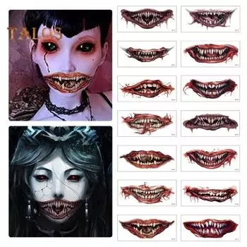 2/5/10/20 шт. Хэллоуин жуткие татуировки рот наклейки шрам татуировки лицо водонепроницаемые временные татуировки вечеринка боди-арт DIY макияж наклейка 2pcs