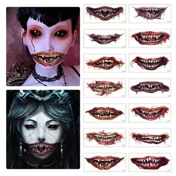 2/5/10/20 шт. Хэллоуин жуткие татуировки наклейка на рот шрам татуировки на лице водонепроницаемые временные татуировки 2pcs