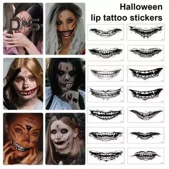 2/5/10/20 шт. Хэллоуин жуткие татуировки рот наклейки шрам татуировки лицо водонепроницаемые временные татуировки вечеринка боди-арт DIY макияж наклейка 2pcs