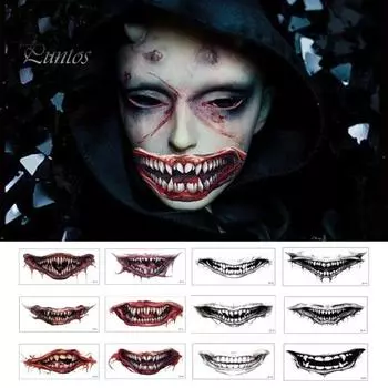 2/5/10/20 шт. Хэллоуин жуткие татуировки рот наклейки шрам татуировки лицо водонепроницаемые временные татуировки вечеринка боди-арт DIY макияж наклейка 2pcs