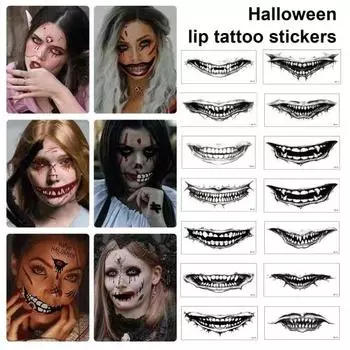 2/5/10/20 шт. Хэллоуин жуткие татуировки рот наклейки шрам татуировки лицо водонепроницаемые временные татуировки вечеринка боди-арт DIY макияж наклейка 2pcs
