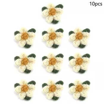2/5/10 шт., цветные вязаные крючком 6 лепестков, 3D-цветы, вязаное одеяло, аппликация, украшение для рукоделия, заколки для волос, декор для шляпы 10PCS