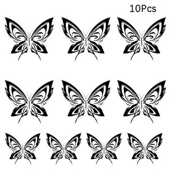 2/5/10 шт., долговечная поддельная татуировка в виде бабочки для женщин и мужчин, наклейка на шею, временные татуировки на травах, водонепроницаемые татуировки 2Pcs