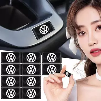 2/5/10Pcs Carbon Fiber Steering Wheel Car Logo Emblem 3D Stickers For Volkswagen Touran Golf-4 5 6 7 Passat Polo MK4 Bora Altea Alhambra Sharan 2pcs