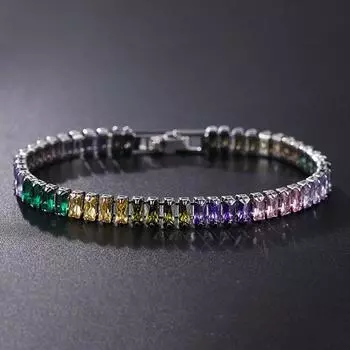 2,5*5 мм кубический циркониевый браслет цветной CZ теннисные браслеты для женщин мужчин панк циркониевый браслет свадебные серебряные ювелирные изделия 17cm
