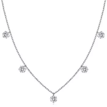 2,5-5CT теннисное ожерелье из муассанита, цепочка для женщин, стерлинговое серебро 925 пробы, 5 мм, 6,5 мм, безель, бриллиантовые ожерелья, стильные ювелирные изделия 40-45cm&5mm x 5pcs stone
