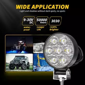 2,5-дюймовый 8000LM светодиодный рабочий фонарь круглый квадратный рабочий фонарь 12 В 24 В 6500K дальний свет автомобильные аксессуары для грузовика внедорожника прожектор
