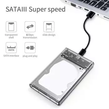 2,5-дюймовый внешний корпус для жесткого диска SATA - USB3.1 Корпус для жесткого диска USB3.0 - Type-C Прозрачный корпус для жесткого диска SATA HDD SSD для ноутбука