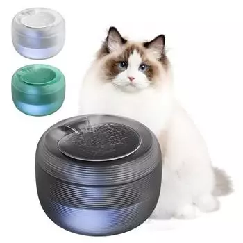 2,5 л/84 унции фонтан для кошек, бесшумный автоматический диспенсер для воды для домашних животных с 4-слойной системой фильтрации и светодиодной подсветкой для кошек и собак в помещении синий