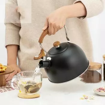 2,5 л чайник для закипания, универсальный чайник со свистком для плиты чайник для закипания кухонные принадлежности чёрный