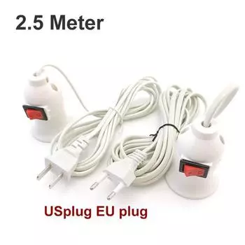 2,5 м шнур питания переменного тока, кабель E27, светодиодные лампы с цоколями, розетка европейского стандарта, США, настенный держатель, переключатель, удлинитель провода для подвесного подвесного светильника US PLUG