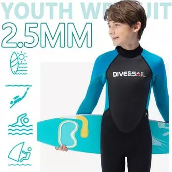 2,5 мм неопреновый гидрокостюм, купальник для подростков, гидрокостюмы для серфинга, костюм для подводного плавания 8 чёрный