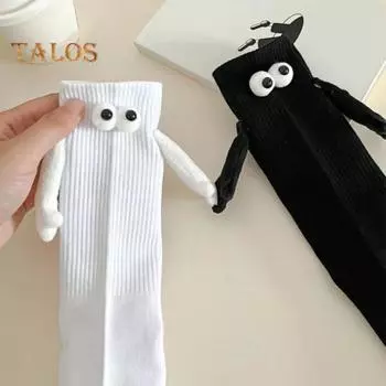 2/5 пар носков с магнитным ручным креплением, вязаные носки с мультяшными глазами, однотонные, эластичные, нескользящие, теплые, без запаха, средней длины, впитывающие пот носки B