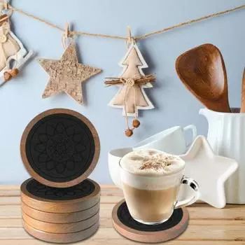 2/5 шт. деревянные подставки для напитков, абсорбирующие нескользящие подставки, защищающие столешницу от пятен, царапин, легко чистящиеся коврики для напитков для домашнего офиса 5pcs